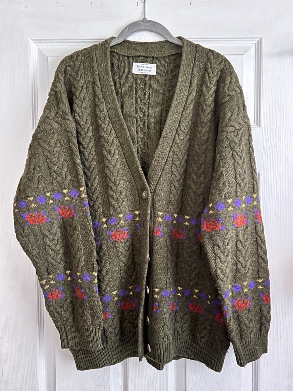 Vintage BENETTON Italian Shetland Wool Cardigan